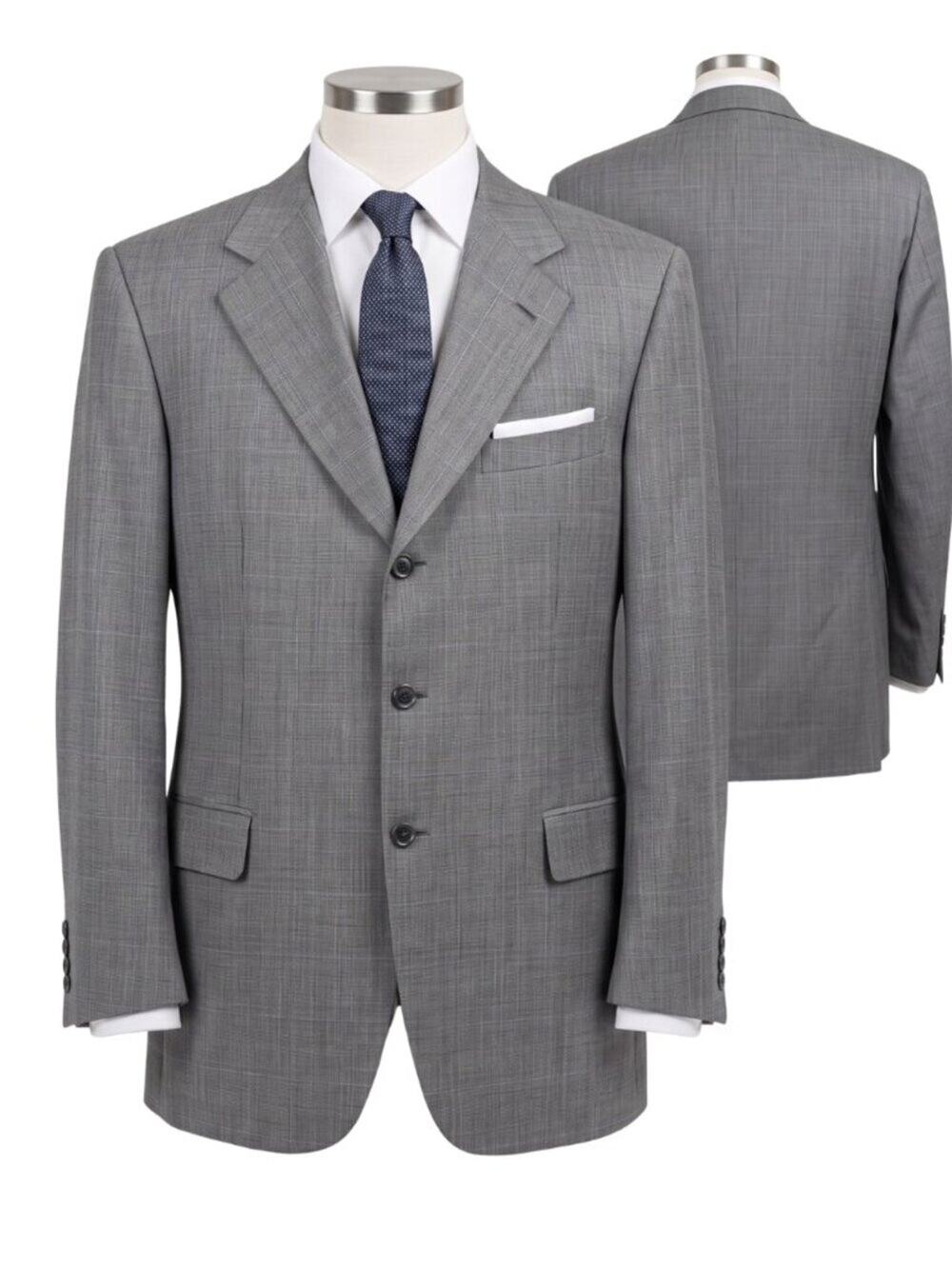 Brioni Nomentano Sport Coat 42R Gray Windowpane Wool Silk Italy